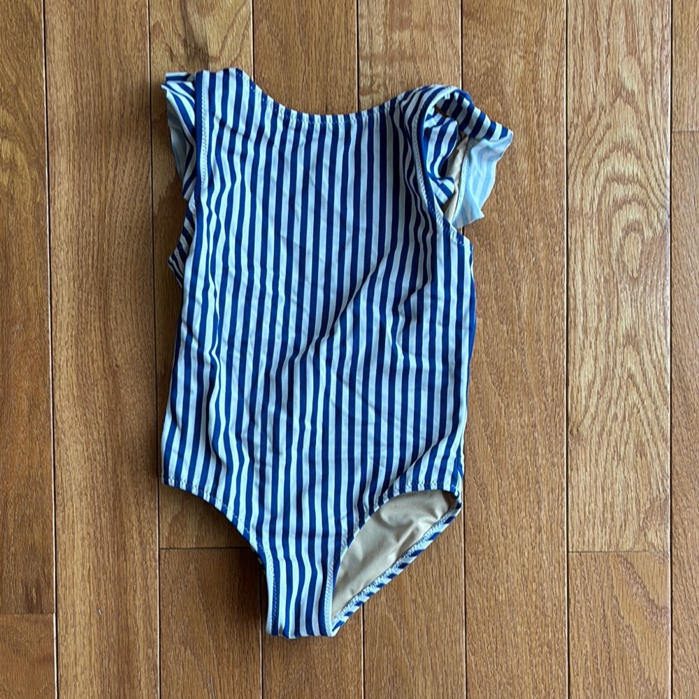 Crew cuts Blue and White Striped Swimsuit 3T